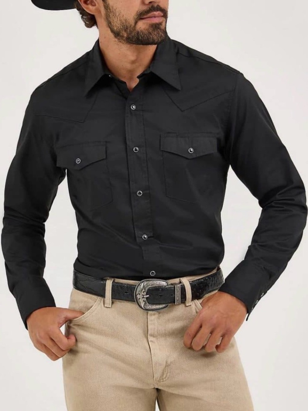 Gibson trading Co Men's Western pearl snap blacklong sleeve shirt medium EUC